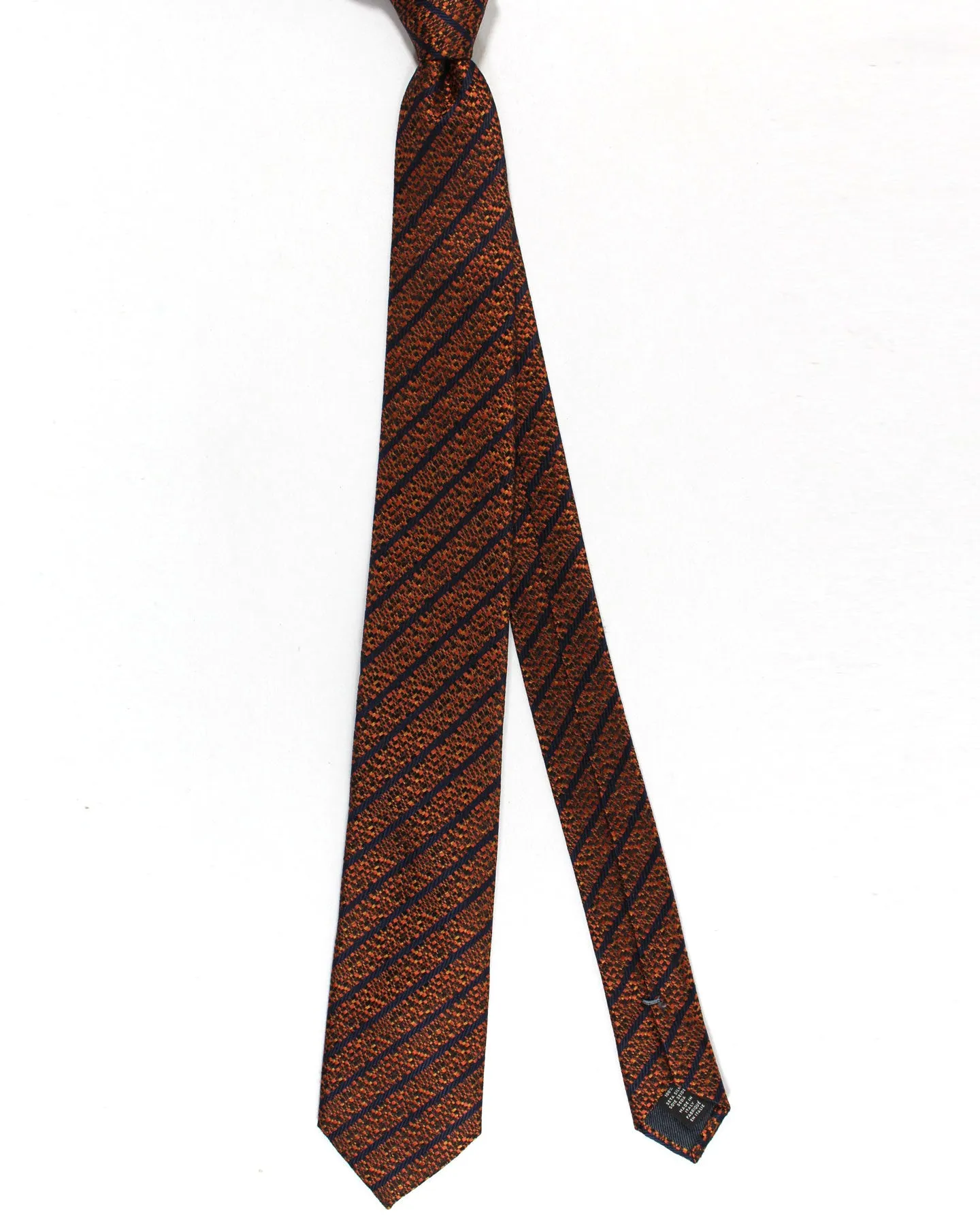 Ermenegildo Zegna Tie Brown Navy Stripes Narrow Cut FINAL SALE