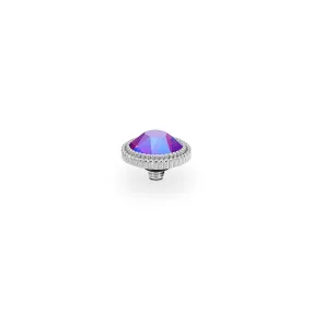 Fabero Flat Silver and Fuchsia Shimmer Crystal Ring Gem Top, 10mm