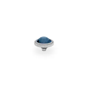 Fabero Flat Silver and Montana Crystal Ring Gem Top, 10mm