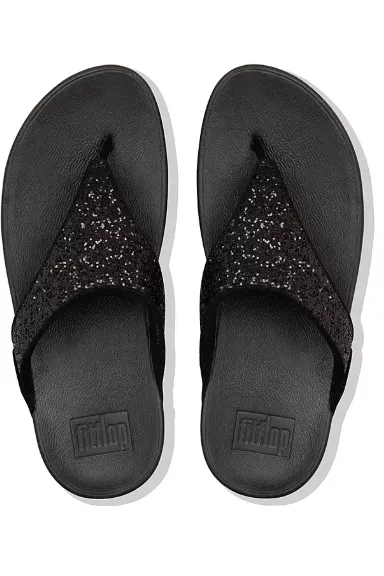 FitFlop Lulu Glitter Toe Thong black glitter