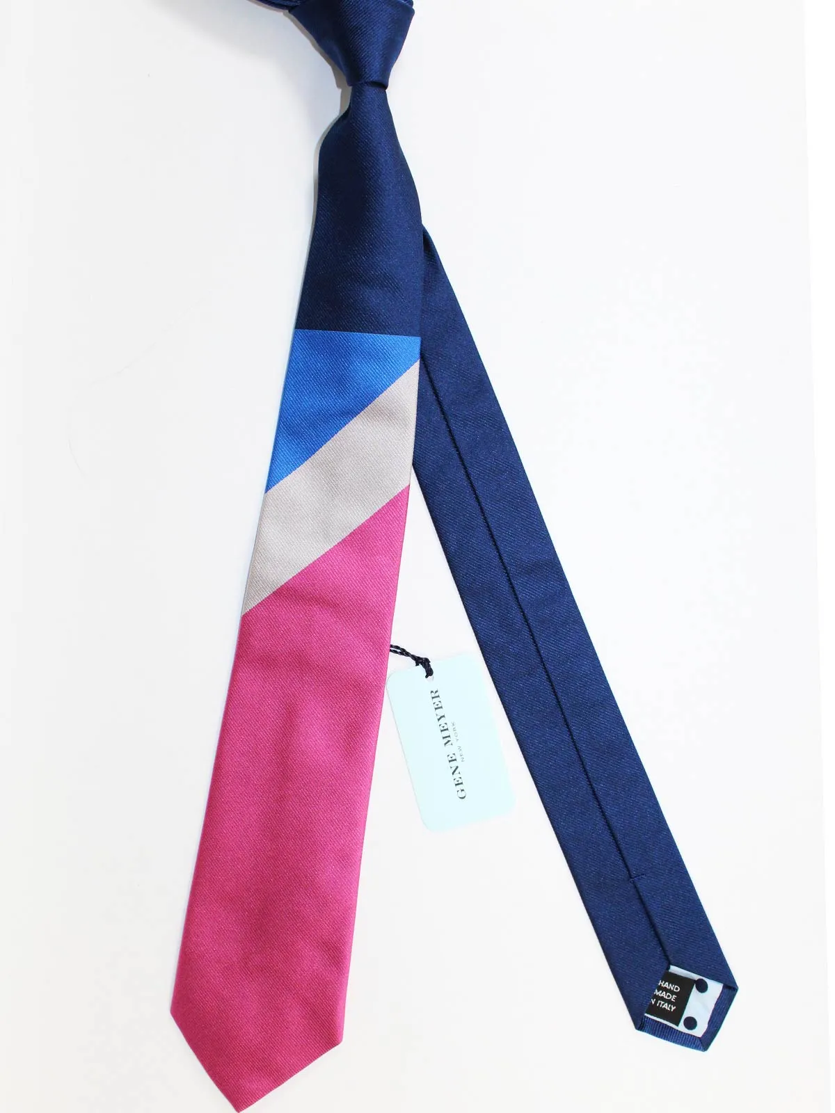 Gene Meyer SILK TIE Royal Blue Pink SALE