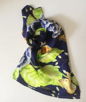 Green/Navy Butterfly Silk Scarf