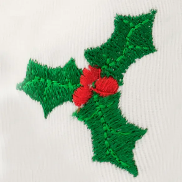 Holly Embroidered Dog Bow Tie