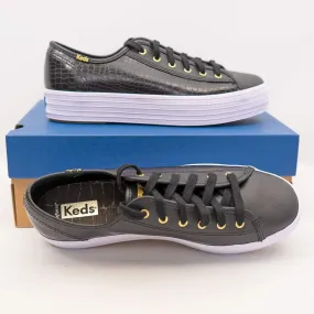 Keds Shoes Triple Kick Croc Leather Black Trainers