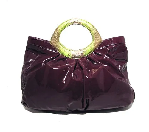 LAI Purple Patent Leather and Python Tote