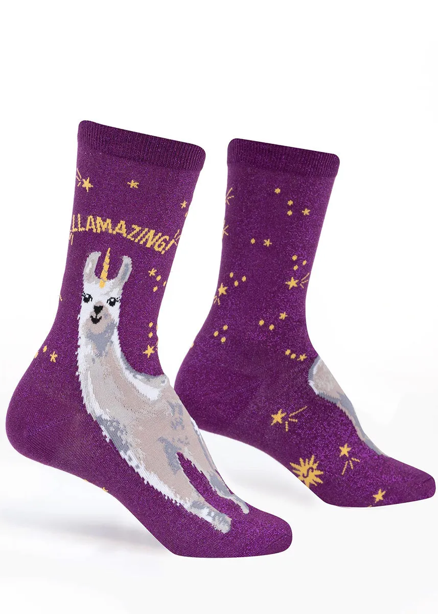 Llama Unicorn Metallic Women's Socks