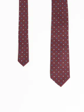 Maroon/Blue Silk Floweret Patterned Tie