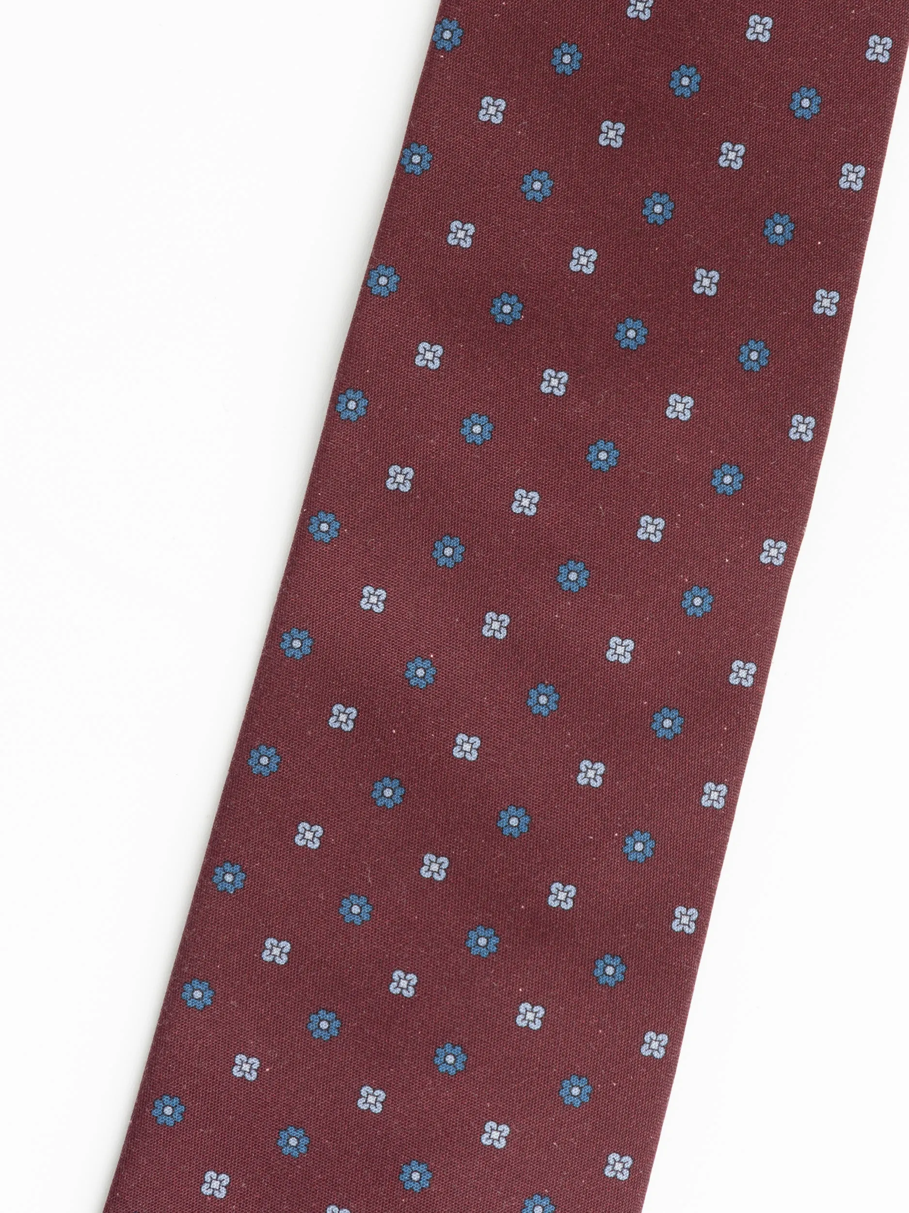 Maroon/Blue Silk Floweret Patterned Tie