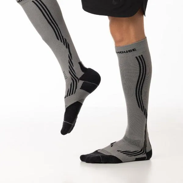 Men's Feel Breath Cross Country Gray knee high socks 2-packs