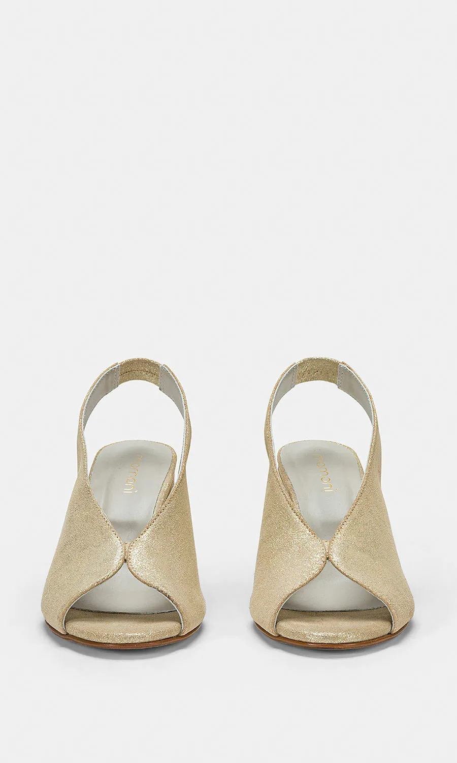 Momoni Trifoglio Sandals In Lamé Leather - Light Gold