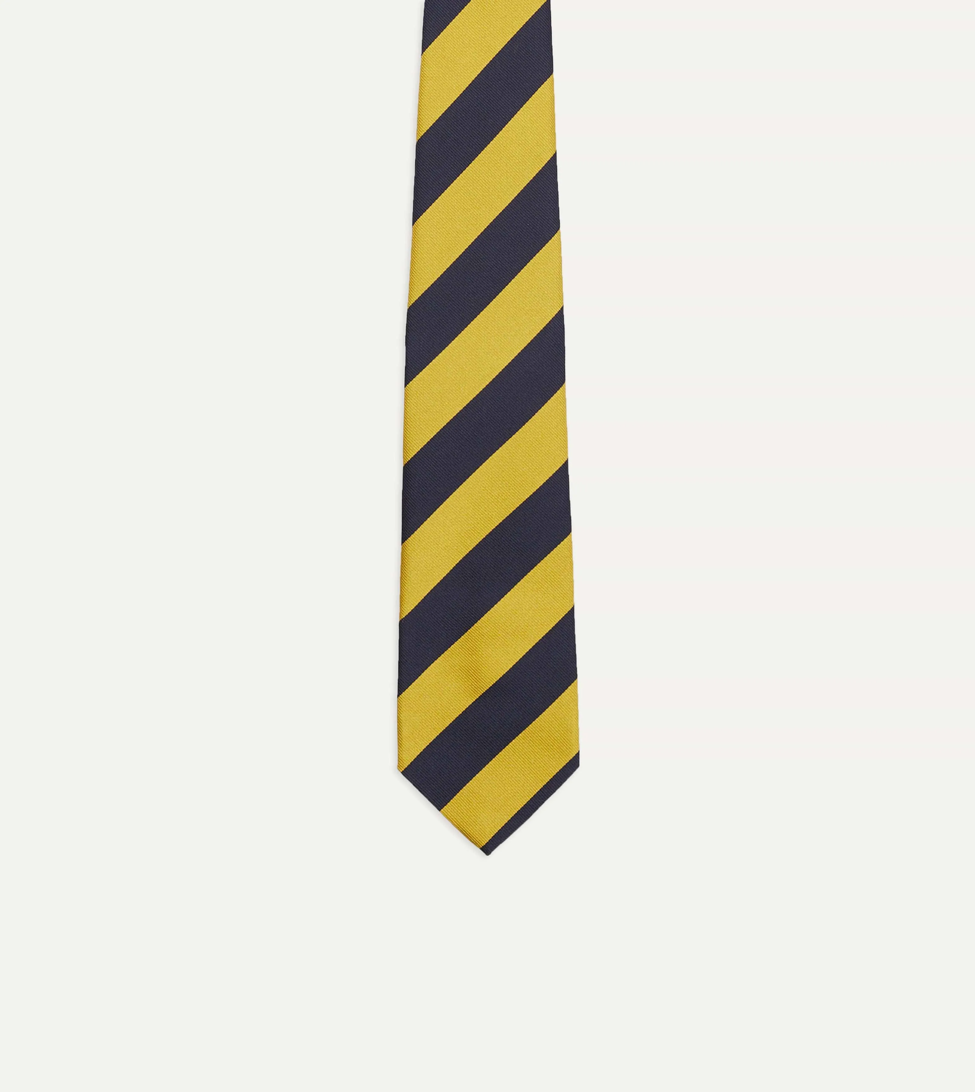 Navy and Yellow Broad Stripe Silk Tipped Tie