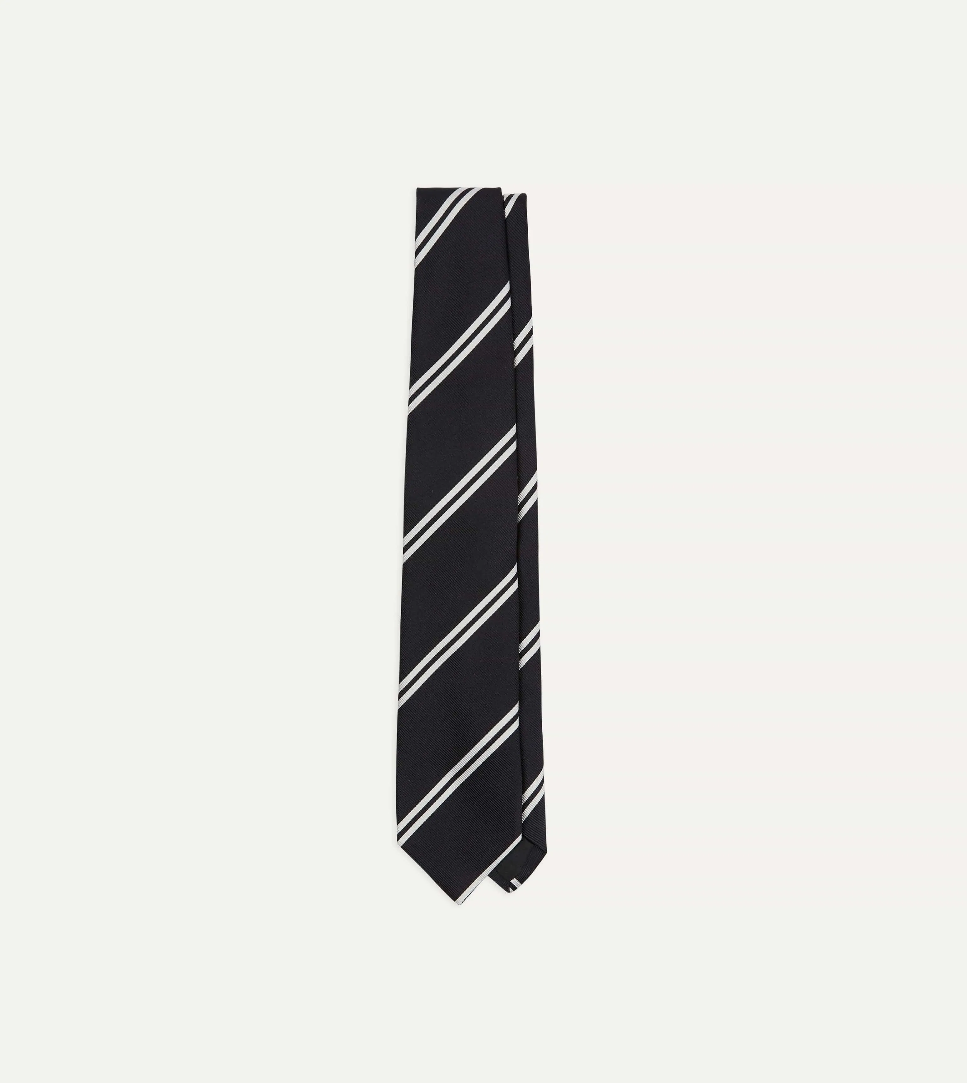 Navy Stripe Tipped Repp Silk Tie