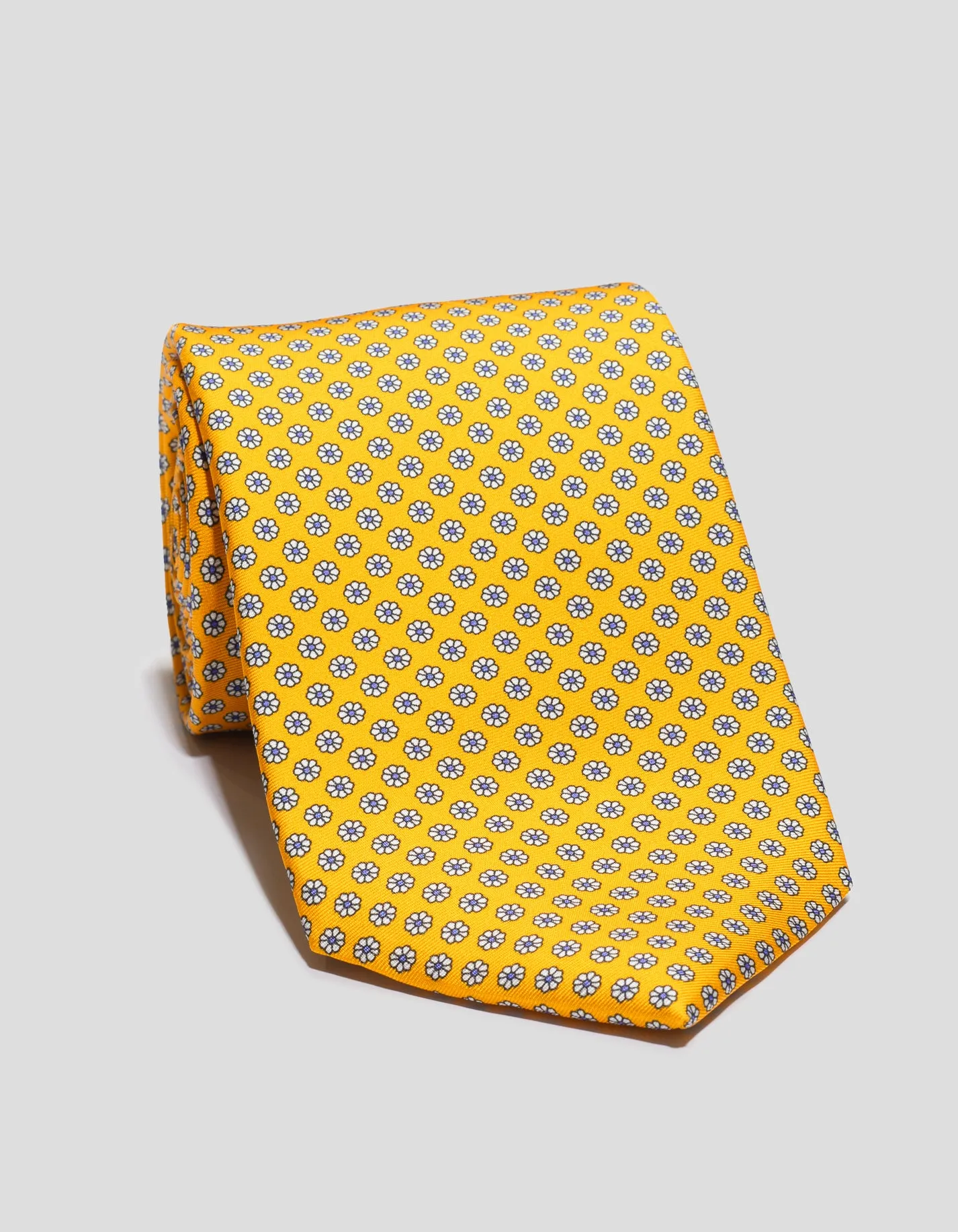 PRINTED FOULARD TIE - GOLD