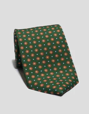 PRINTED FOULARD TIE - GREEN