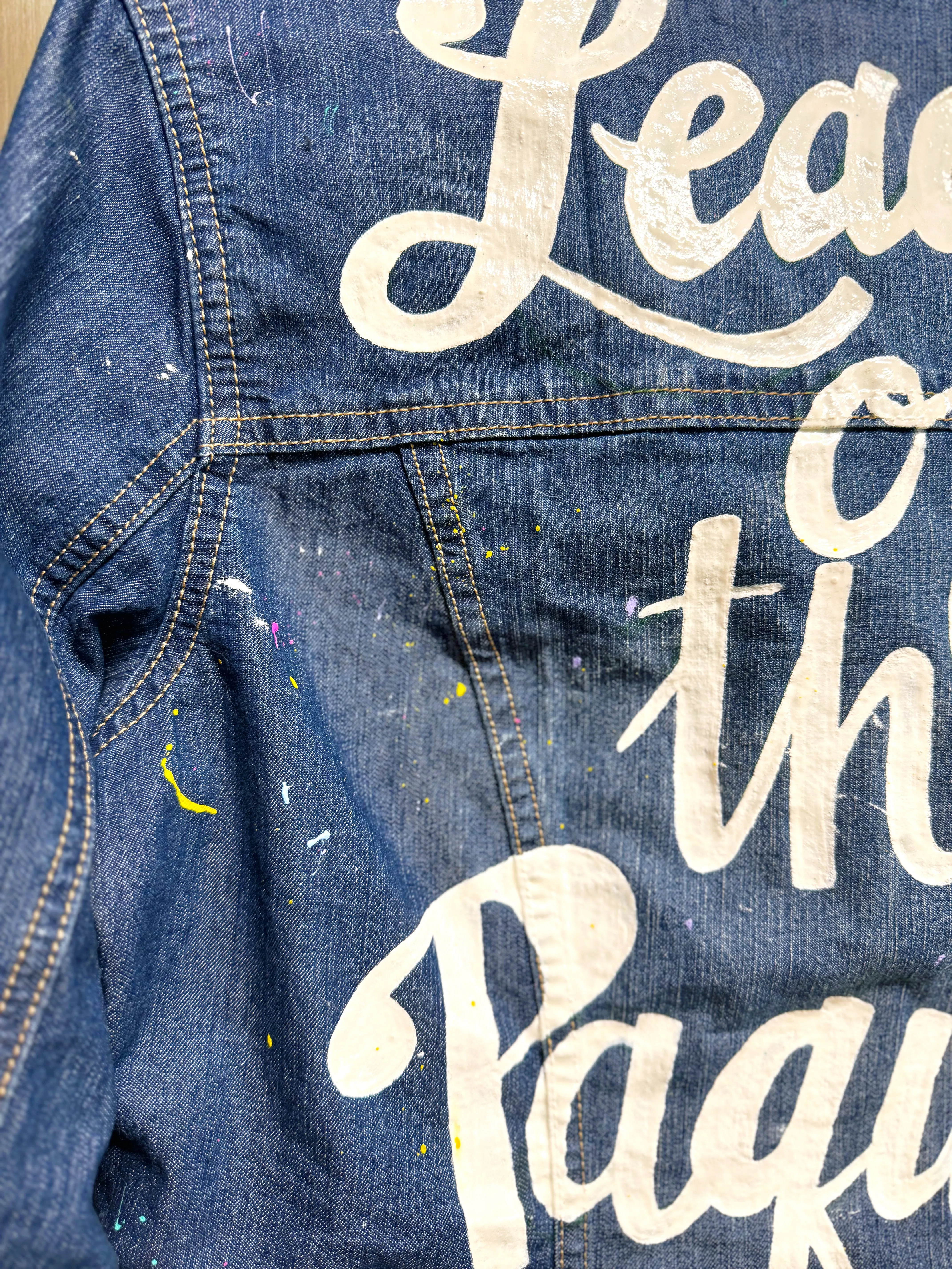 "Leader of the Paque" Hand Painted Easter Jean Jacket – Ladies Medium, Denim