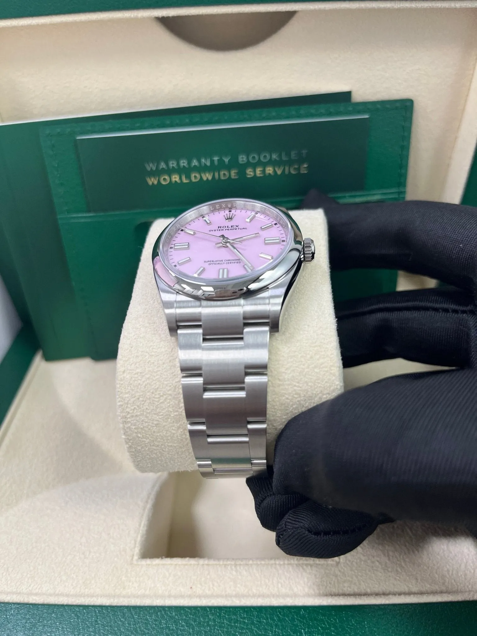 Rolex Oyster Perpetual 36 Watch - Domed Bezel - Candy Pink Index Dial - Oyster Bracelet (Ref# 12600)