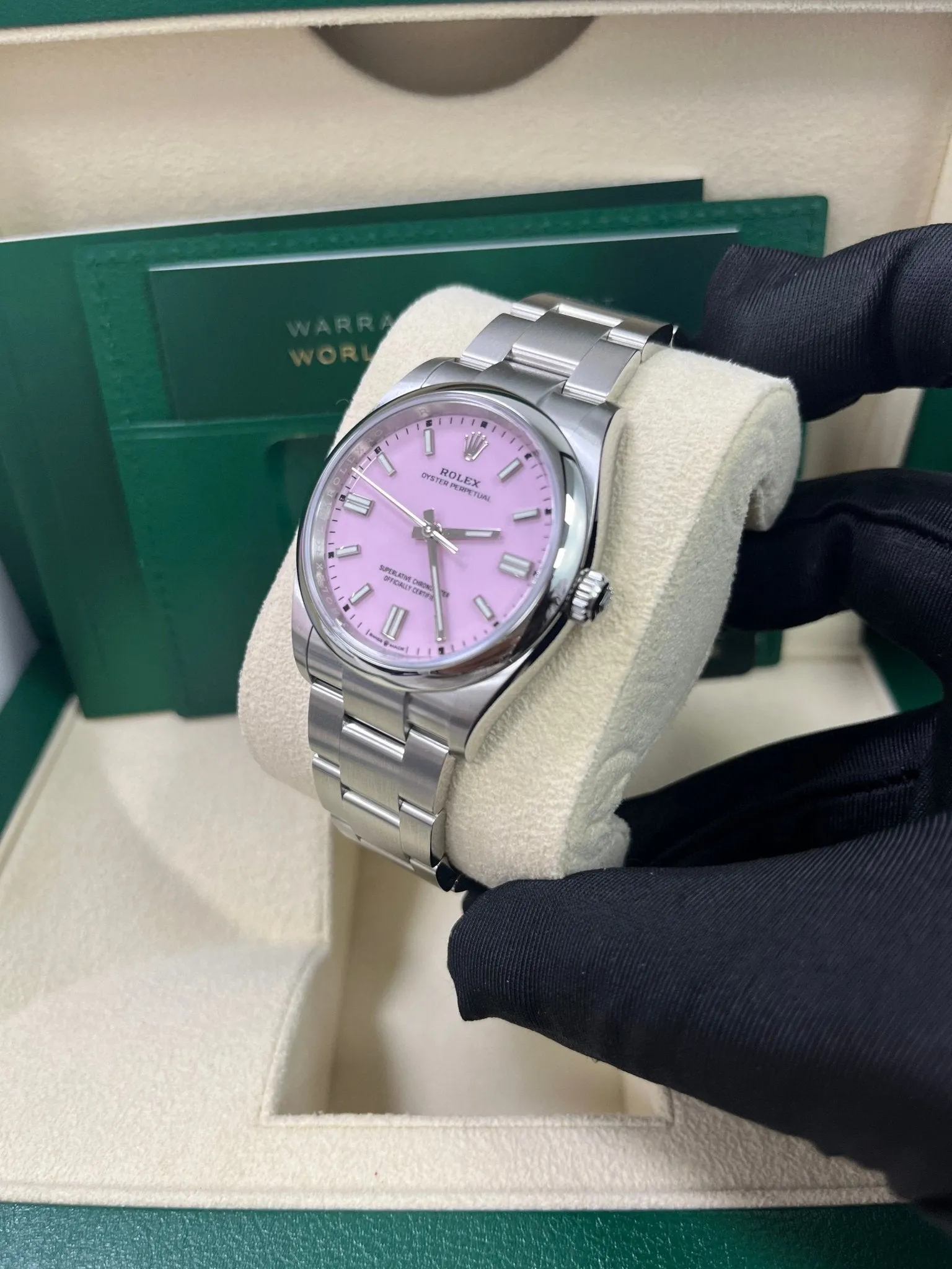 Rolex Oyster Perpetual 36 Watch - Domed Bezel - Candy Pink Index Dial - Oyster Bracelet (Ref# 12600)