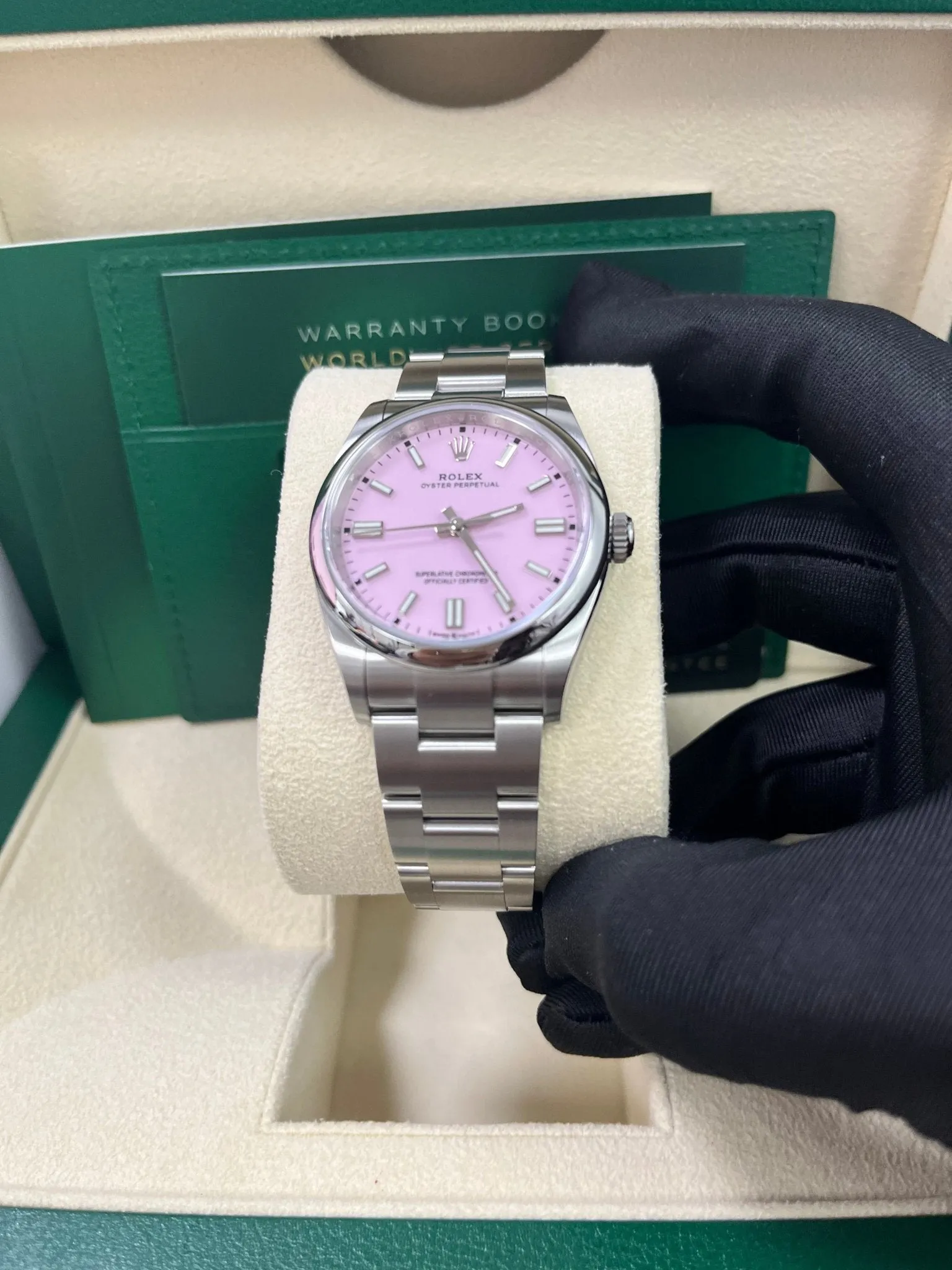 Rolex Oyster Perpetual 36 Watch - Domed Bezel - Candy Pink Index Dial - Oyster Bracelet (Ref# 12600)