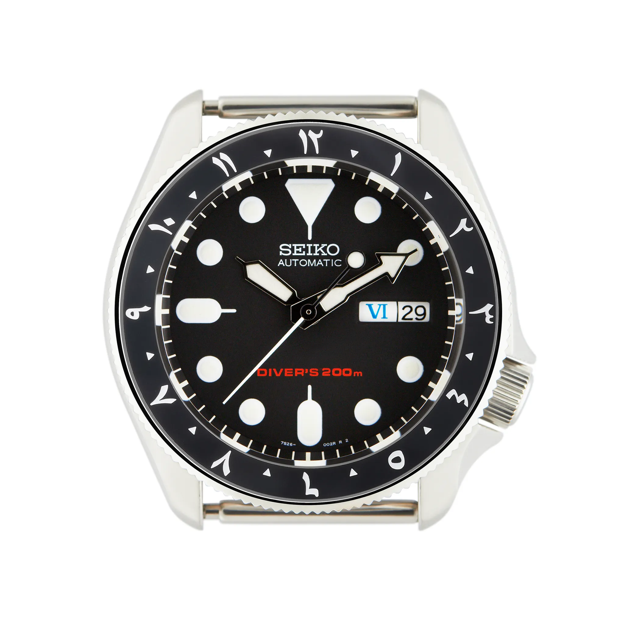 SKX007/SRPD Ceramic Bezel Insert: Dual Time Arabic Style Black