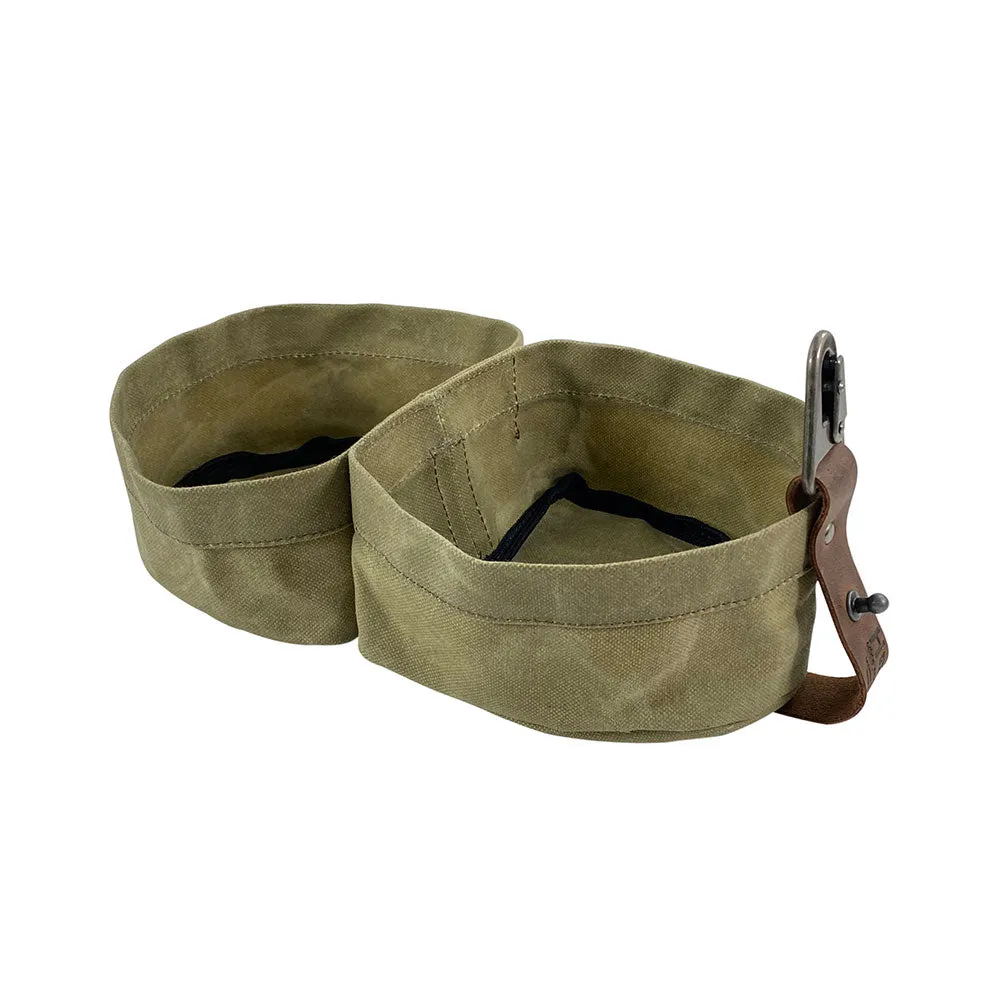 Waxed Canvas Travel Double Dog Bowl