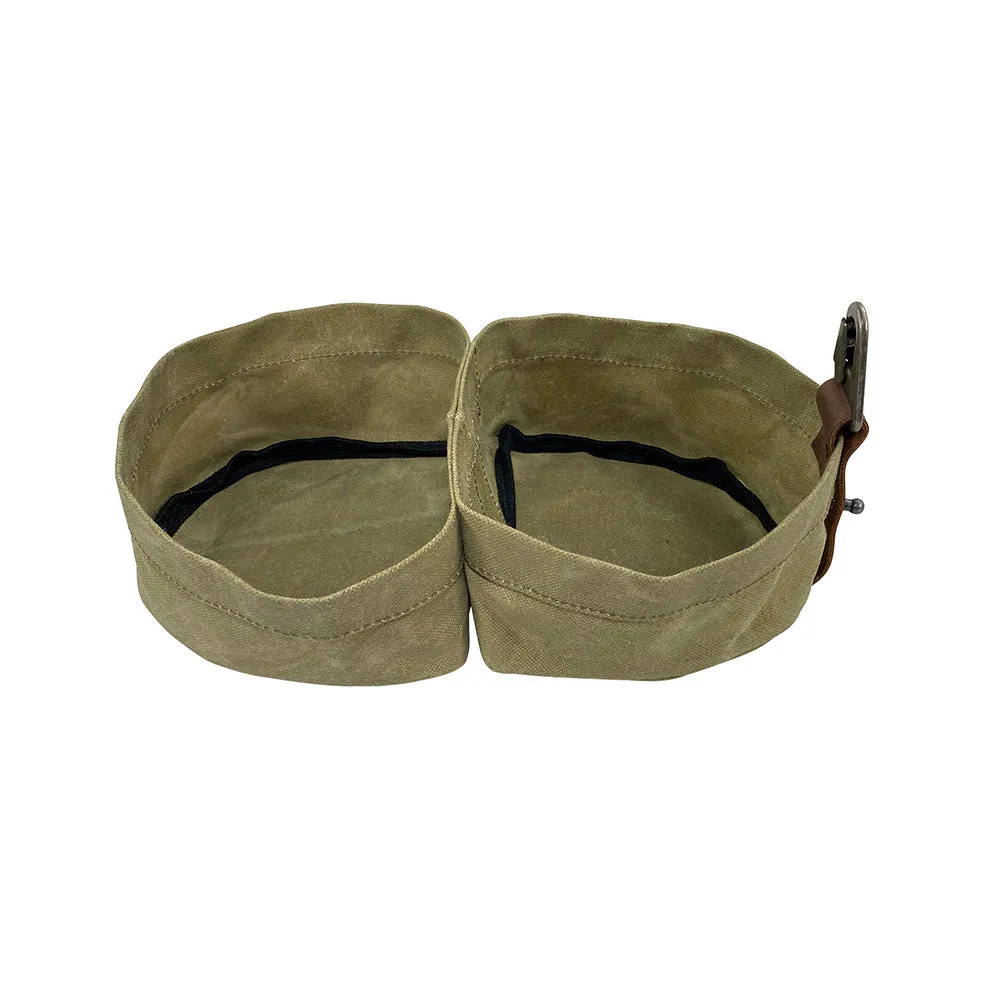 Waxed Canvas Travel Double Dog Bowl