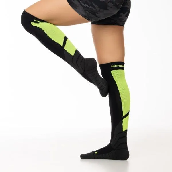 Women's Long Way Mountaineering Black knee high socks 2-packs